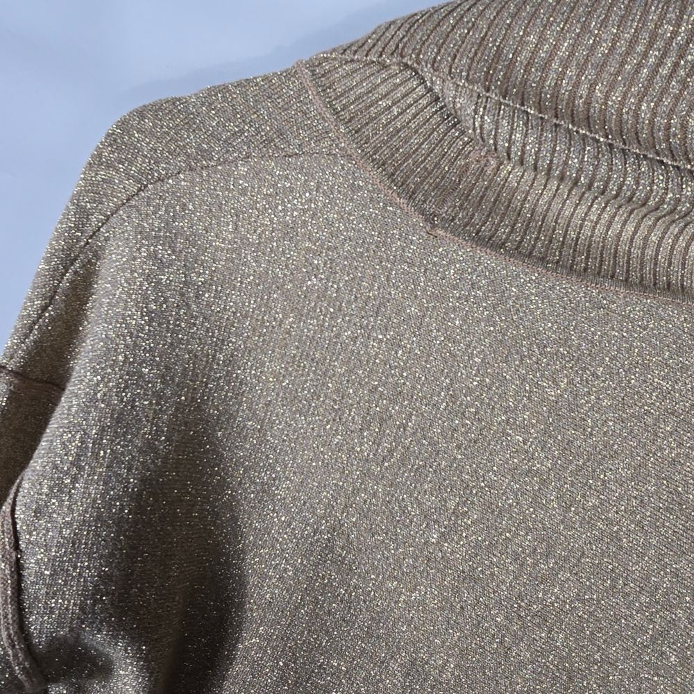 Cable & Gauge Taupe Metallic Cowl Neck Sweater Size S - Picture 10 of 11